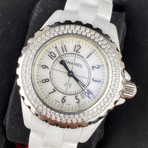 white ceramic chanel watch|chanel j12 white with diamonds.